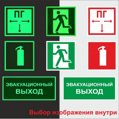 Знаки фотолюминесцентные ФЭС-24 ГОСТ 100x200 на негорючем ПВХ 3 мм